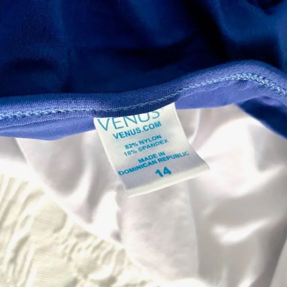 Venus Tiered Ruffle Layered Blue Tankini Top Size Bathing Swimming Swim Suit 14